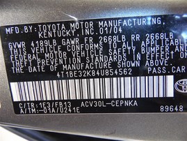 2004 Toyota Camry LE Gray 2.4L AT #Z24676